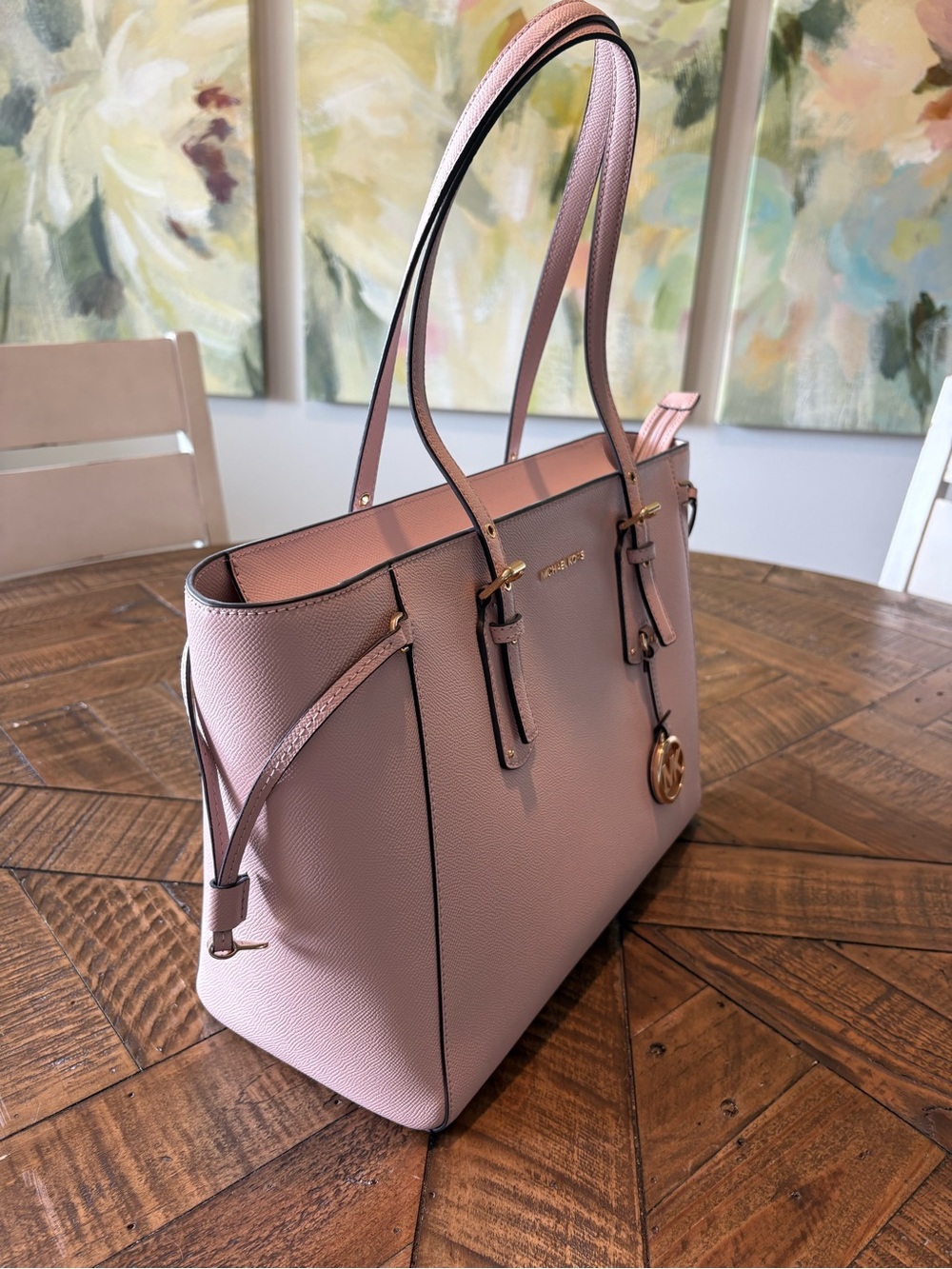 Michael Kors Blush Saffiano Leather Tote with Gold Accent - Picture 2 of 7